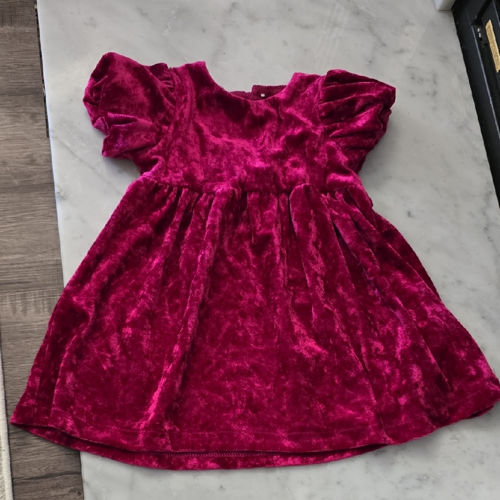 Zara Velvet Baby Dress - Fuchsia